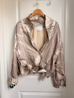 Burning Torch Silk Blend Belted Jacket Blazer‎ Small